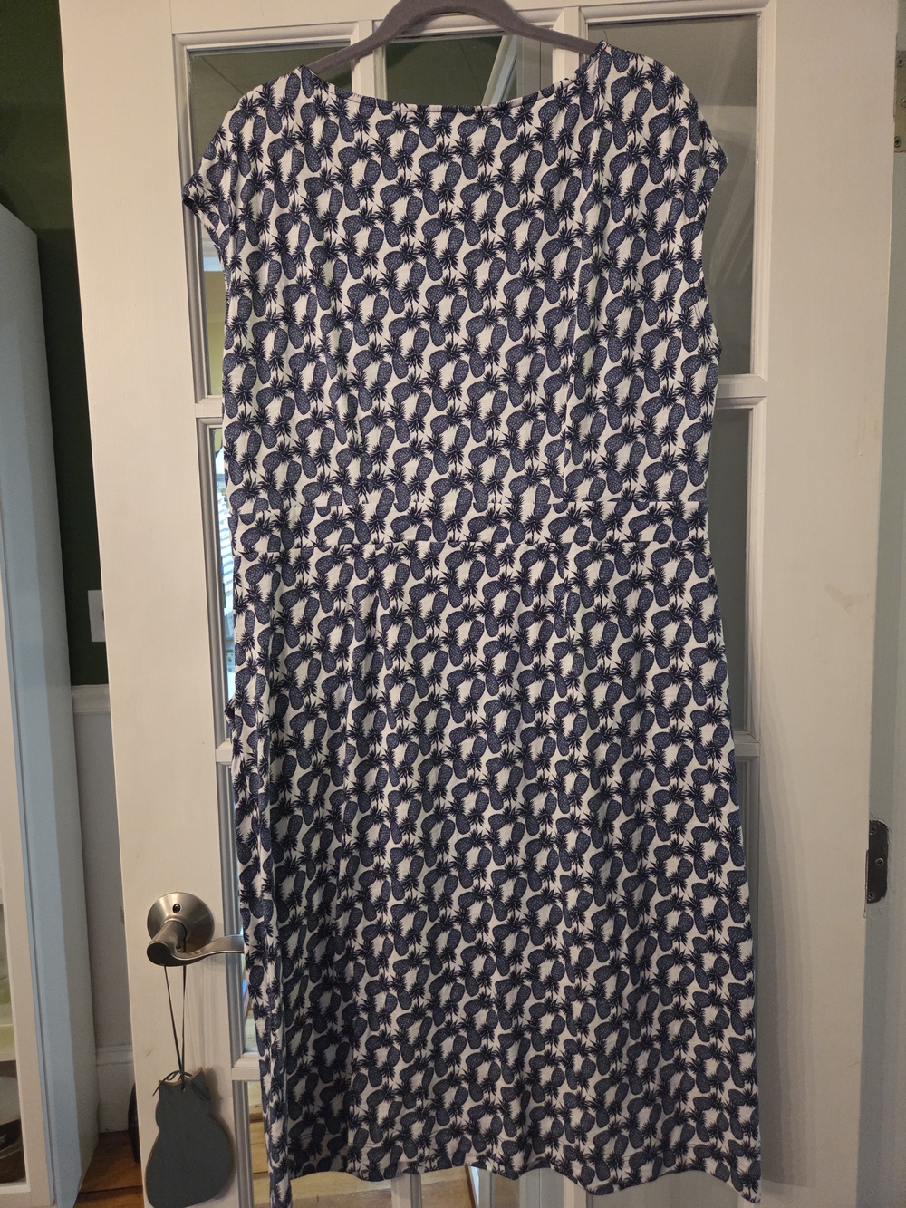 Boden Blue Pineapple Print Cap-Sleeve Jersey Dress - Size 16/18L - Picture 6 of 11